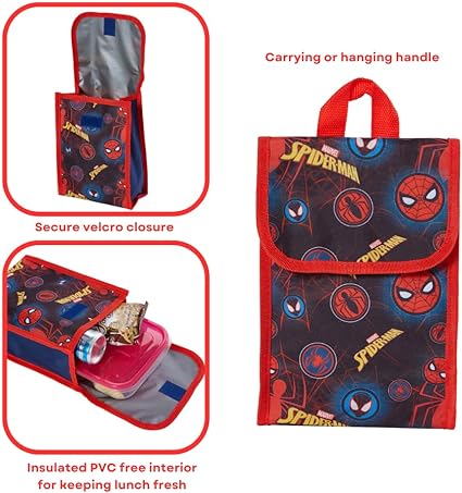 Spiderman Backpack 16'' W/Lunch Bag & Bottle