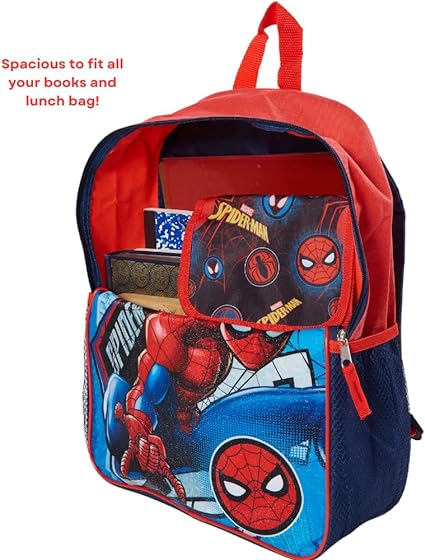 Spiderman Backpack 16'' W/Lunch Bag & Bottle