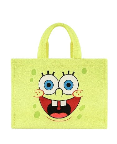 SpongeBob Embroidered Large Travel Sherpa Tote Yellow