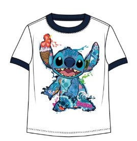 Stitch Icon Collage Toddler Ringer White Tee