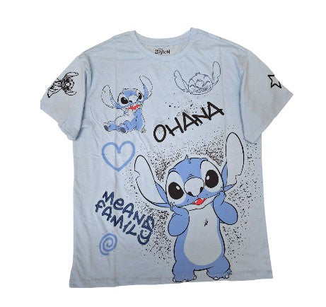 Stitch Junior Ohana Light Blue Boyfriend T-Shirt w/Embrd