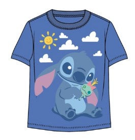 Stitch Cloudy Toddler Ringer Blue Tee