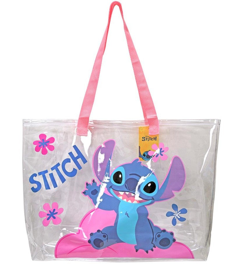 Stitch Floral Transparent Beach Tote Bag