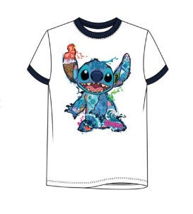 Disney Adult Stitch Icon Collage White Ringer Tee