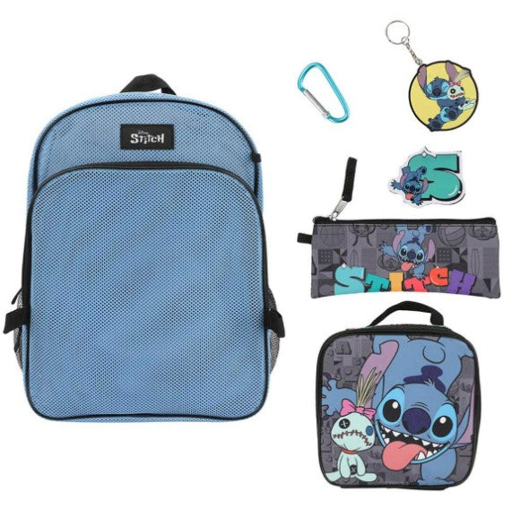 Disney Stitch Mesh 5 pc Youth Backpack Set