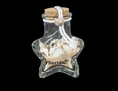 Star Glass Bottle with Sand & Shells