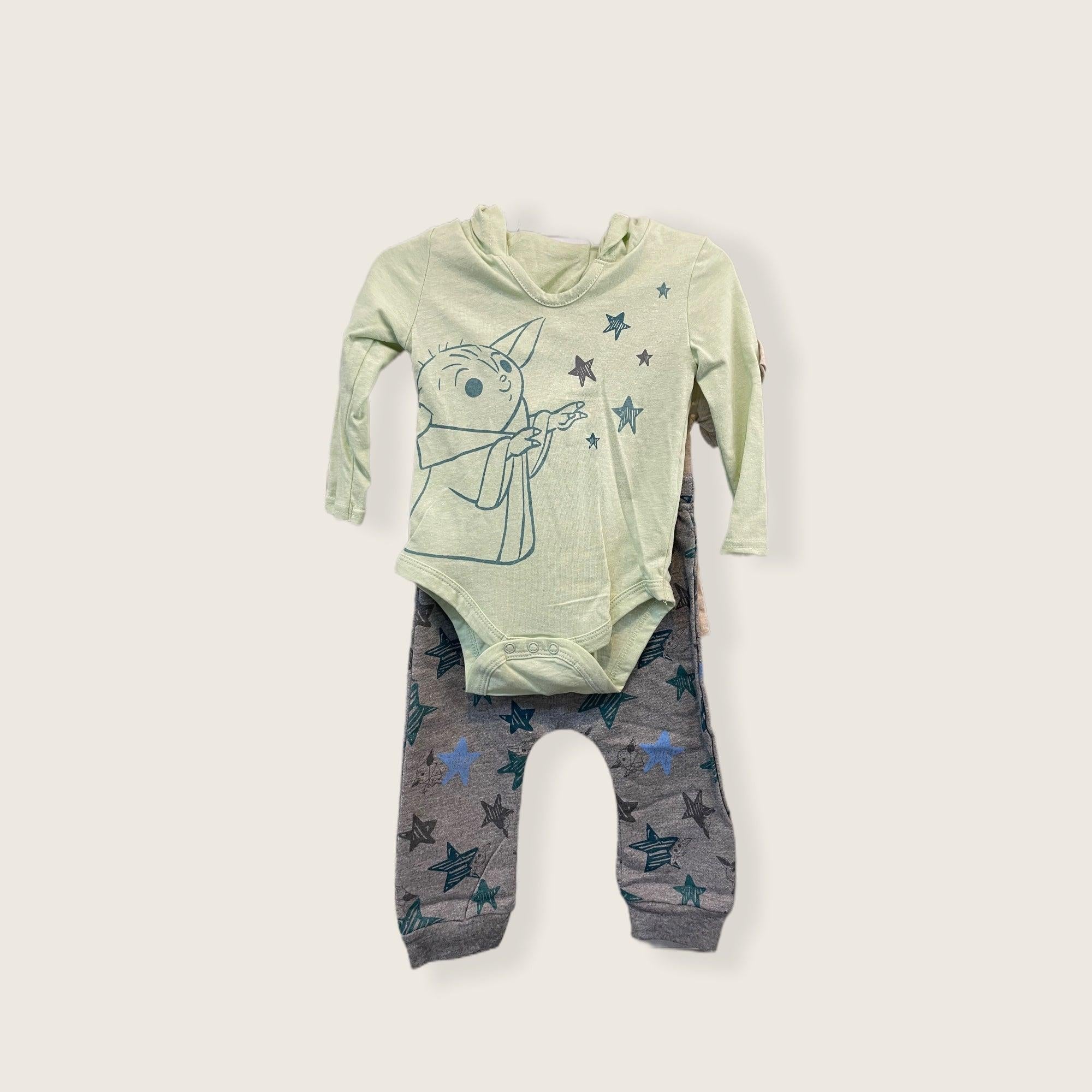 Star Wars 3 Piece Baby Yoda-Grogu Bodysuit, T-Shirt, Sweatpants
