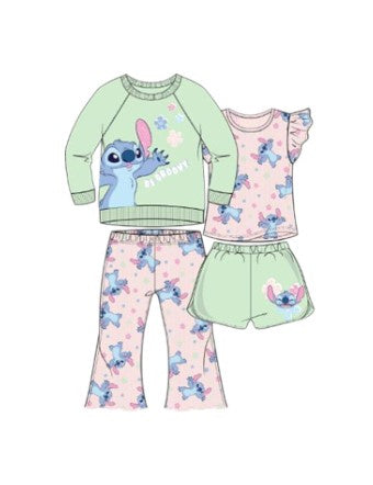 Disney Stitch Baby Girls 4Pcs Pants, Short Set