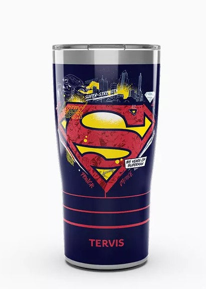 Superman Strength Power & Justice 85th Anniv 20oz Tumbler