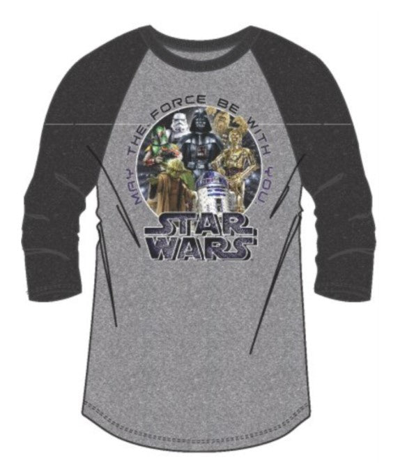 Adult Star Wars 3/4 Sleeve Vintage Grey