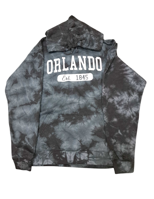 Unisex Orlando Tie Dye Pullover Hoodie Fleece Black