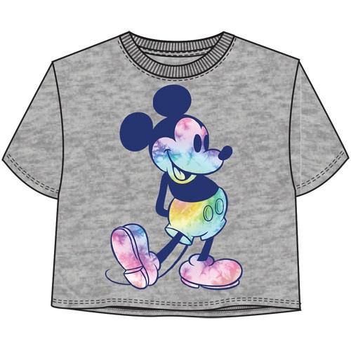 Tie Dye Mickey Mouse Gray Crop Top Shirts For Girls