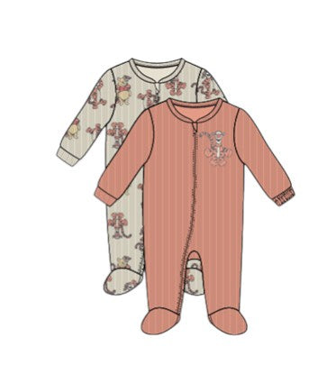 Disney Tigger Baby Boys 2Pk Footed Coveralls