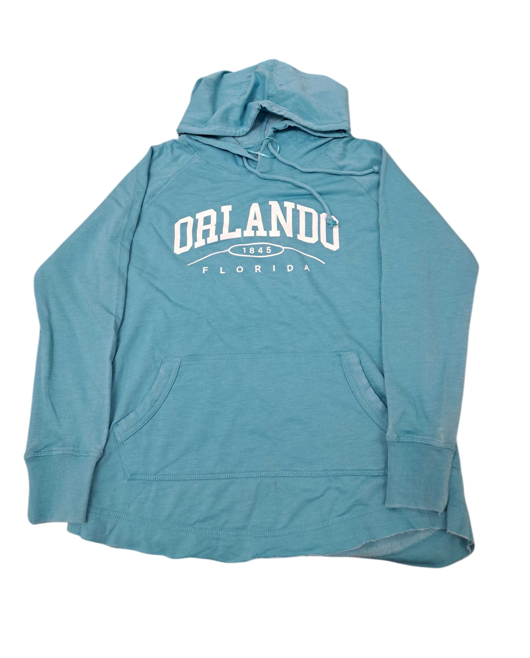 Orlando FL Ladies Vintage Washed Fleece Tunic Hoodie Aqua