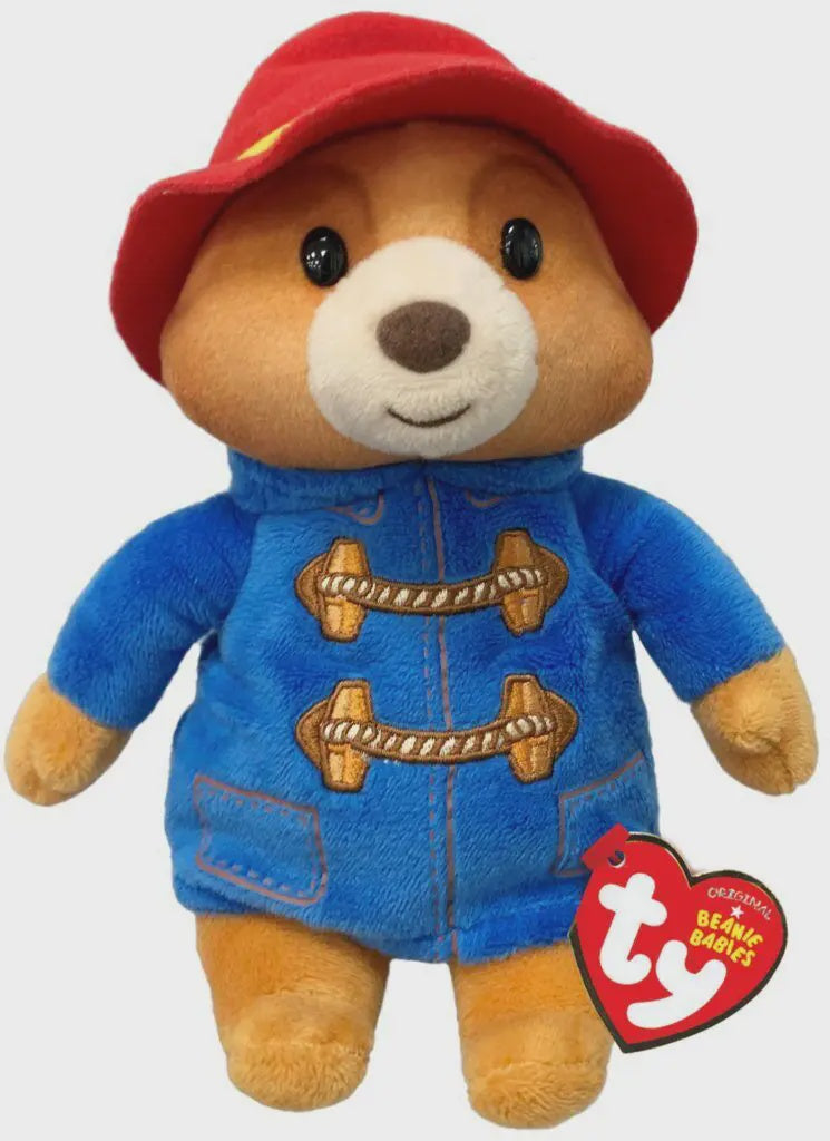 TY Paddington Bear Beanie In Blue Coat Plush Soft Toy