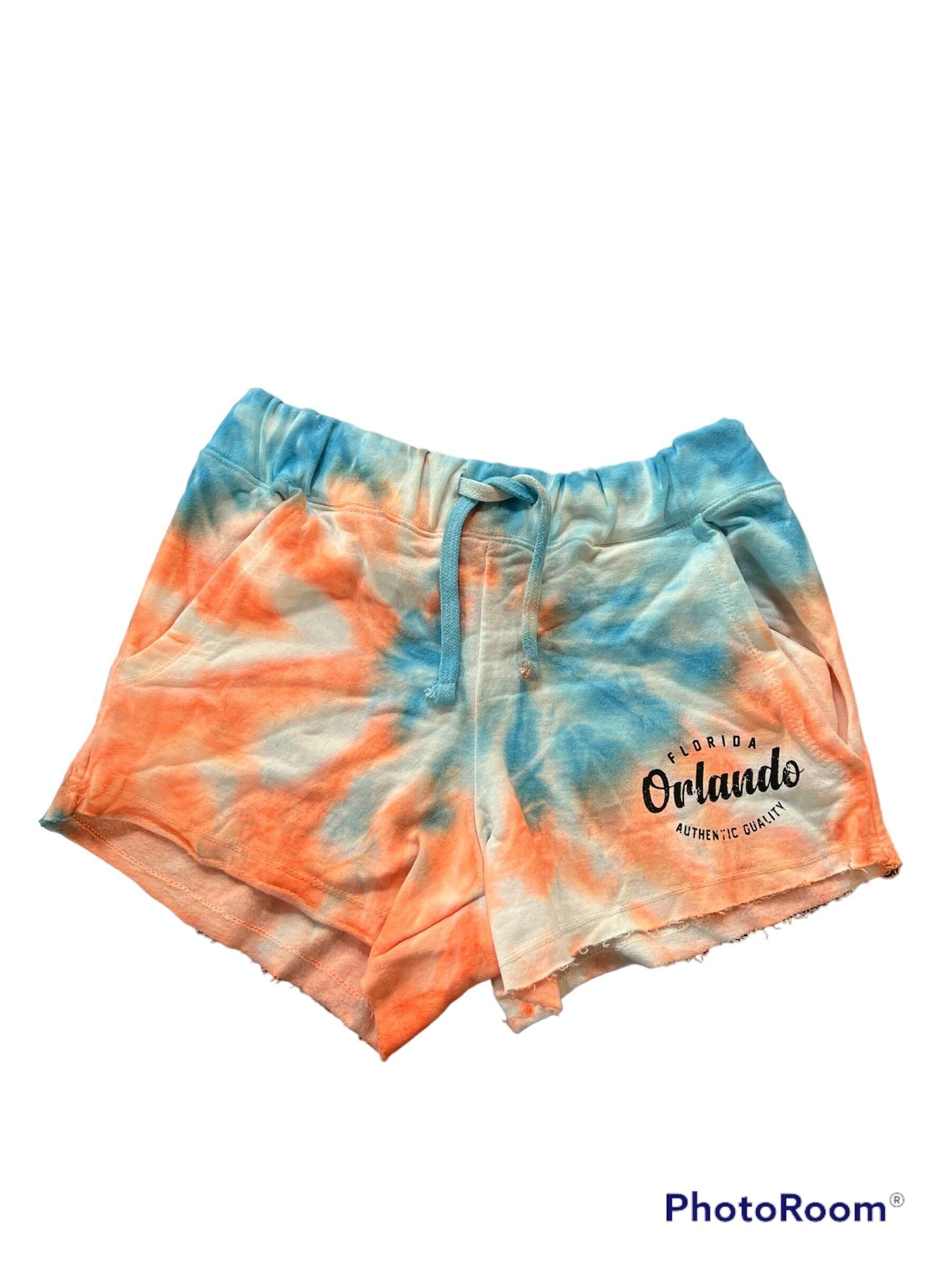 Tye-Dye Fleece Shorts Aqua/Orange