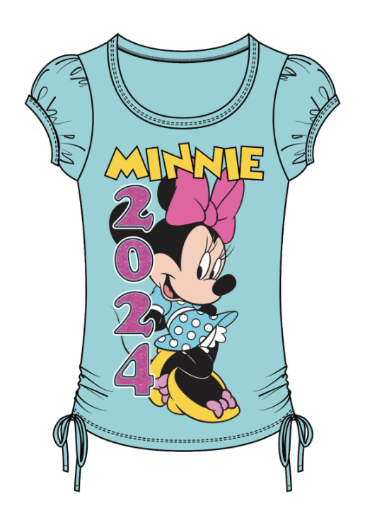 Youth Girls Disney Minnie 2024 Cinch Tie Tee Aqua Surf
