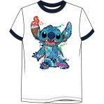 Disney Youth Stitch Icon Collage White Ringer Shirt