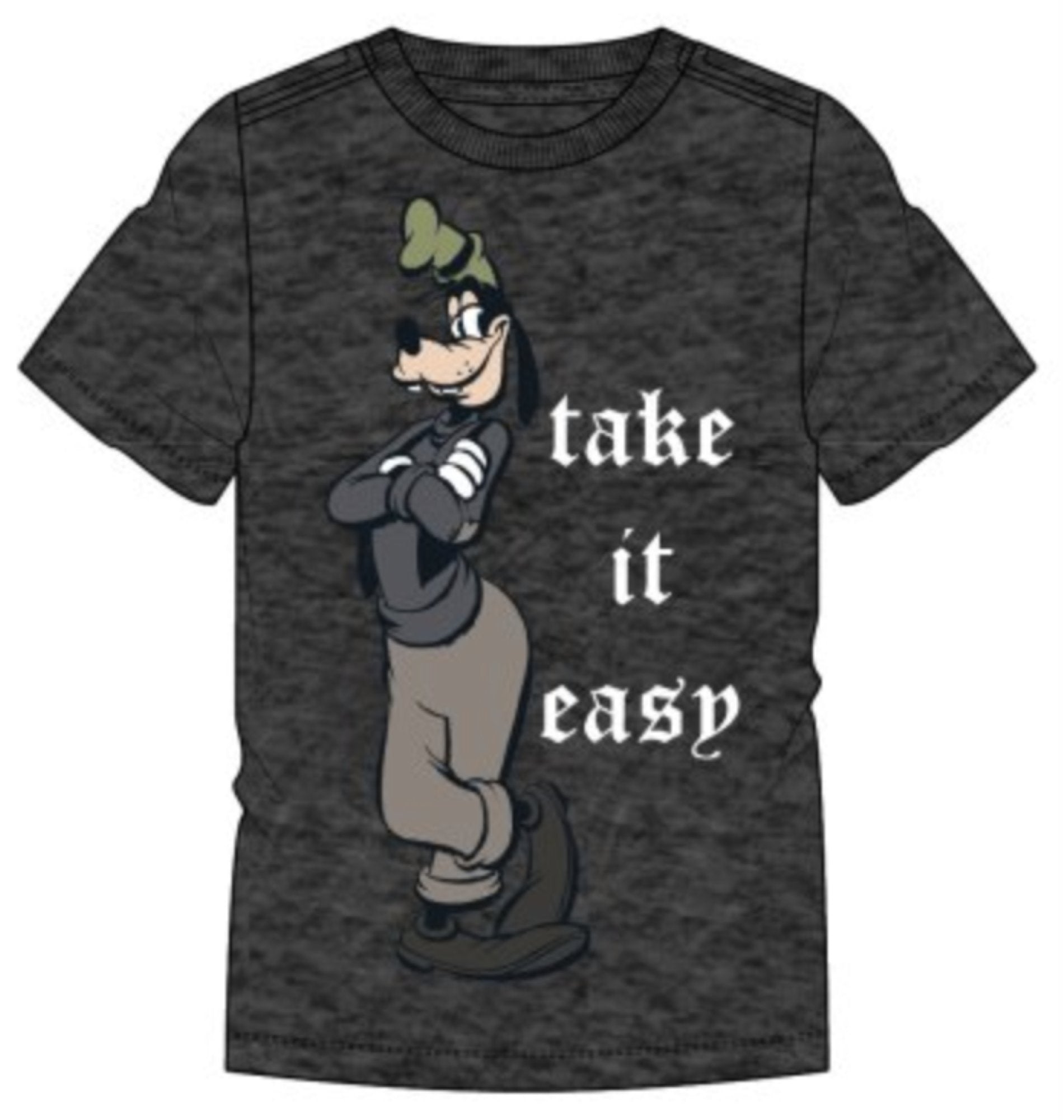 Goofy " take it Easy" Relax  Black Heather Adult T-shirt