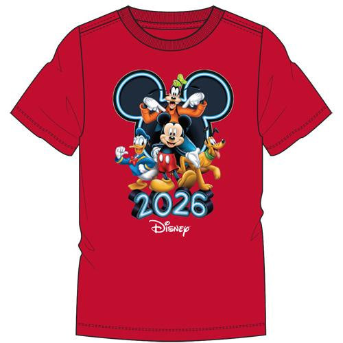 Disney 2026 Youth Mickey & Friends Brilliant Red Tee”