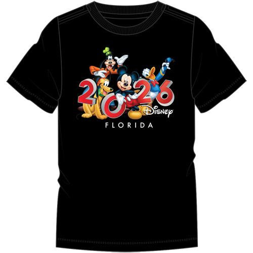 Disney 2026 Youth Mickey & Friends Group Fun Black Tee