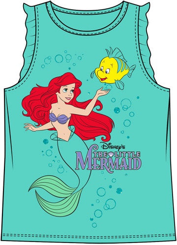 Disney Youth Girls Ariel And Flounder Peppermint Tank Top
