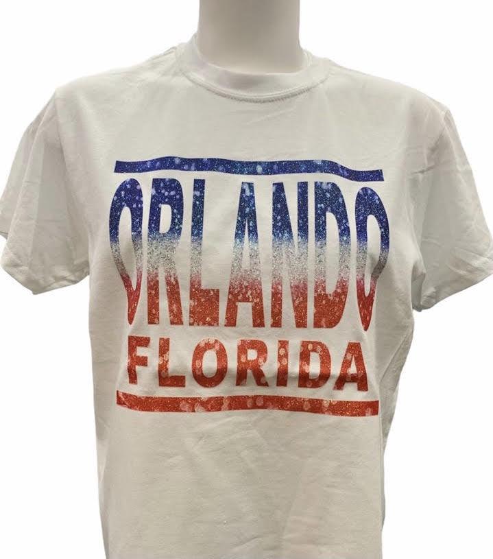 White Orlando T-shirt print Red & Blue!