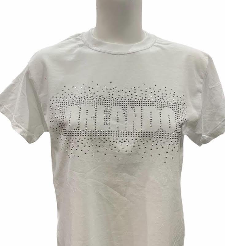 White Orlando T-shirt With Stone kk55