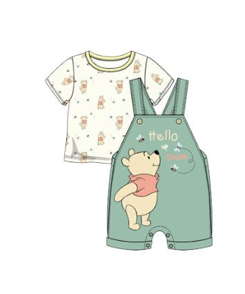 Winnie 'Hello Up There' Baby Boys Shortall 2Pc Set Green