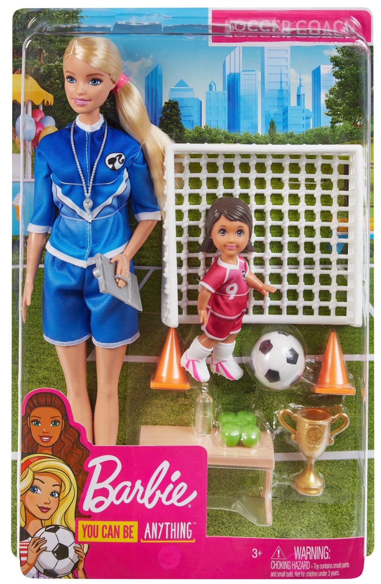 [2 Pack] Barbie Soccer Coach Playset With Accessories