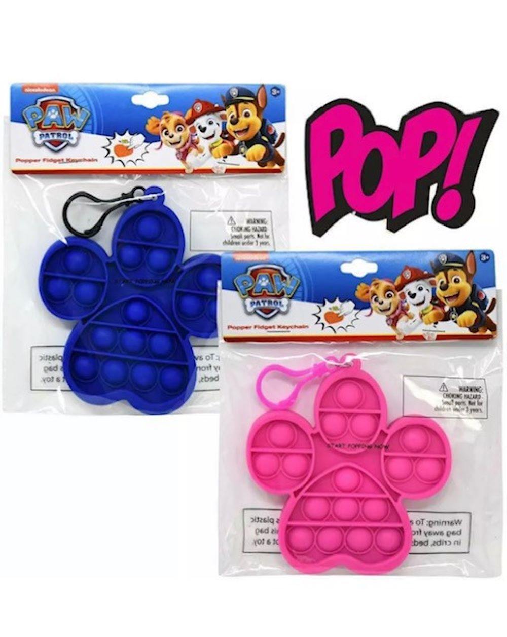[2-Pack] Paw Patrol Paw Shaped Fidget Pop Keychain