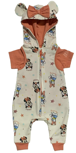Disney Baby Girls' Minnie Mouse and Daisy Hooded Coverall Set