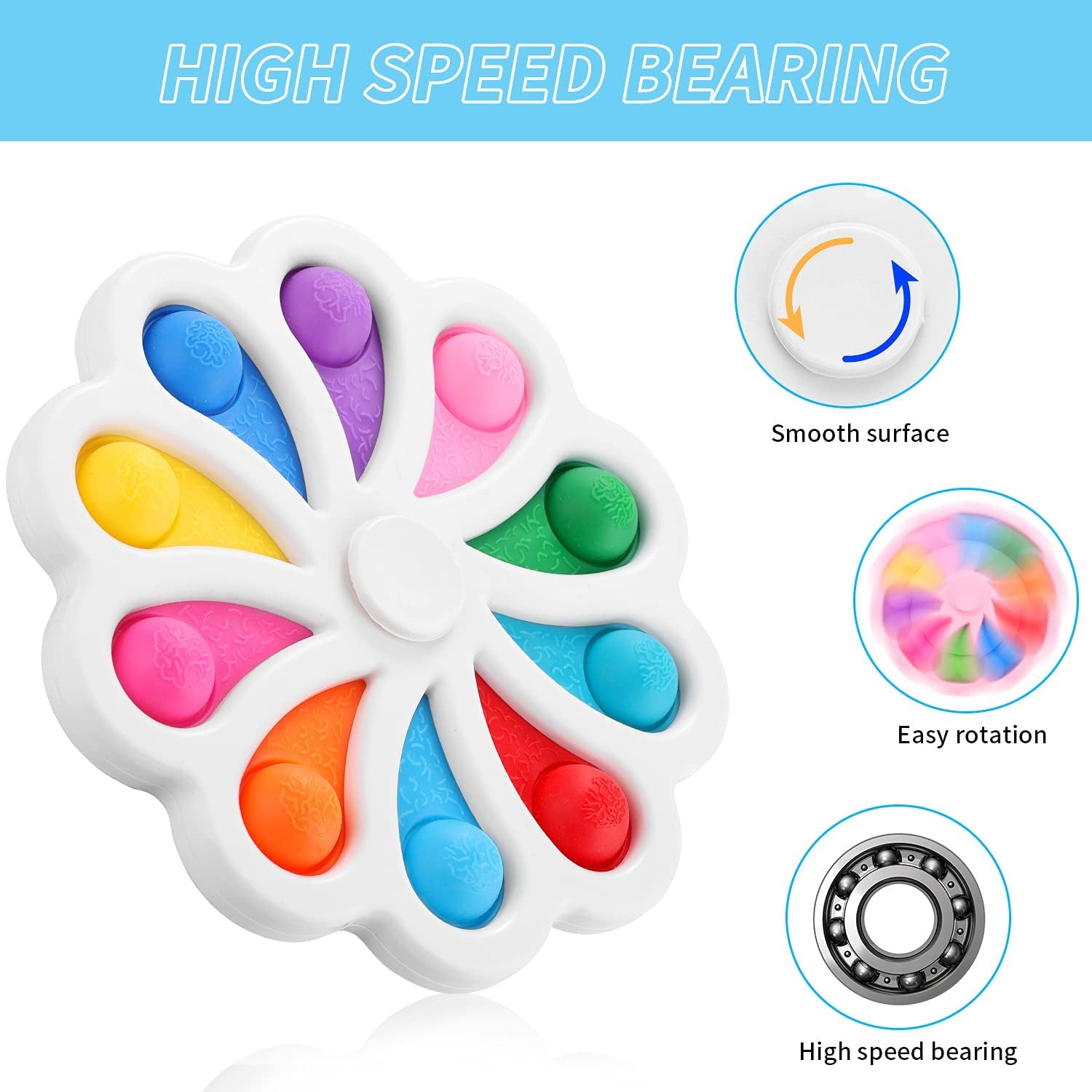 Flower Dimple Fidget Pop with Spinner