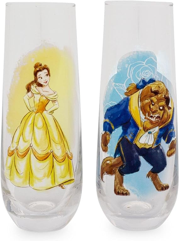 Beauty and the Beast 9-Ounce Stemless Fluted Glassware Set of 2