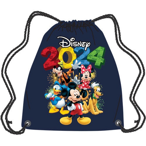 2024 Mickey And Friends Drawstring Tote Bag Navy