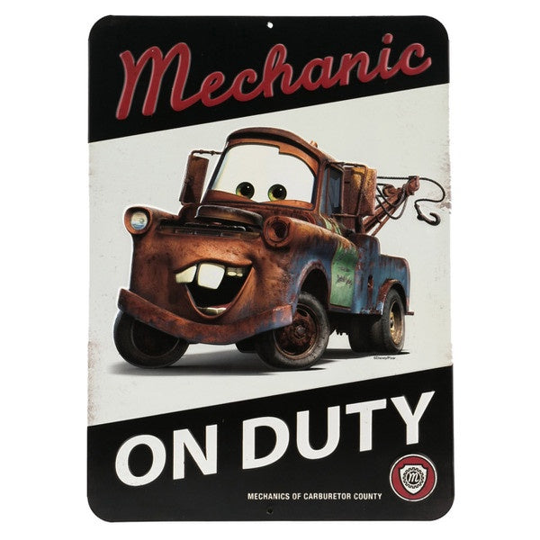 Tow Mater Mechanic On Duty Embossed Metal Sign