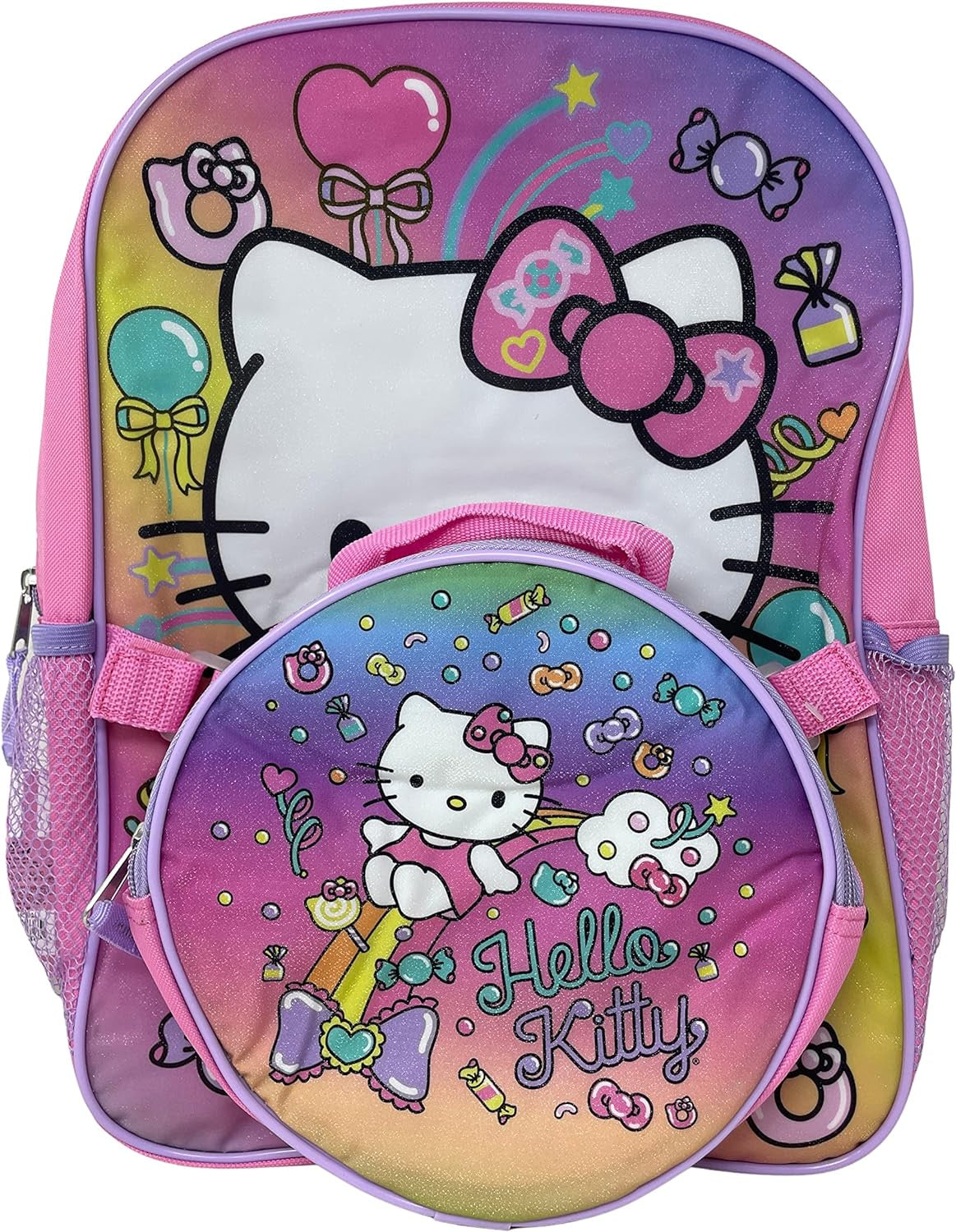 Hello Kitty 16 Inches Large Backpack with Lunch Bag
