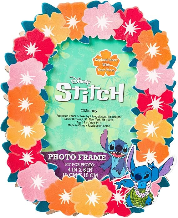 Lilo and Stitch Hibiscus Resin Floral Photo Frame, 4" x 6"