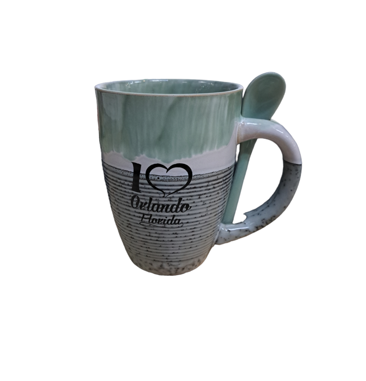 Glazed Ceramic Mug With Spoon