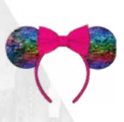 Adults Minnie Ears Pink Bow Rainbow Sequin Headband