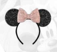 Adults Minnie Rose Gold Bow Black Ears Sequin Headband