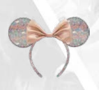 Adults Minnie Ears Pink Bow Silver Sequin Headband