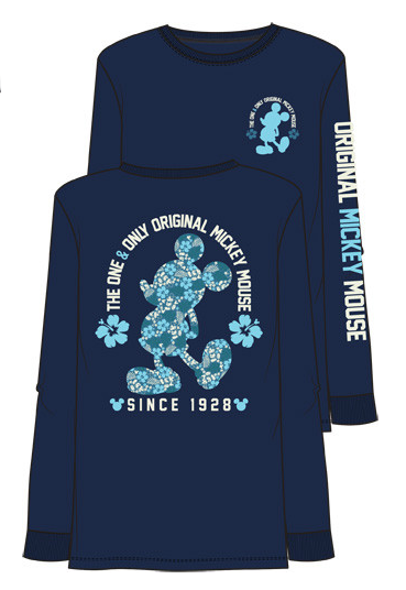 Adult Long Sleeve Tropical Formal Mickey Mouse Navy