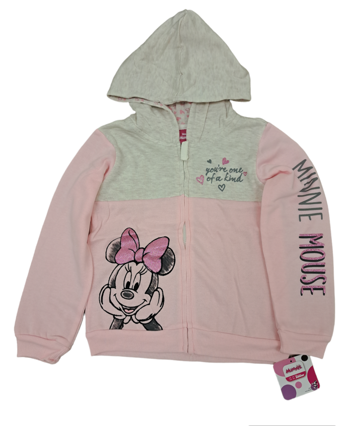 Disney Minnie Girls Zip Hoodie Pink Sweatshirt