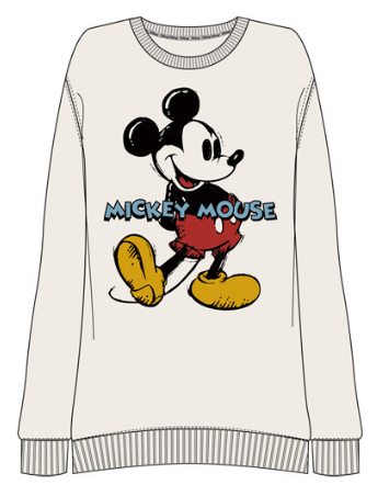 Adults Mickey Mouse Kick Across Pullover Crewneck, Ivory
