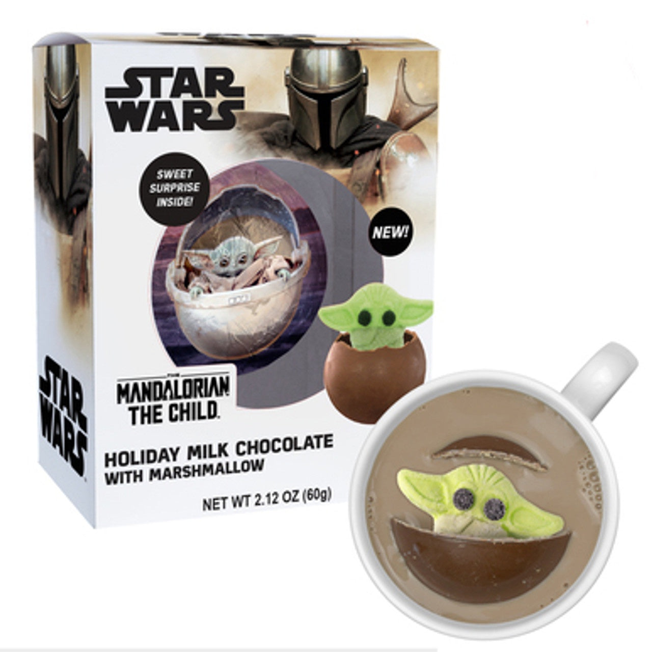 Star Wars Mandalorian Grogu Chocolate Ball with Marshmallow