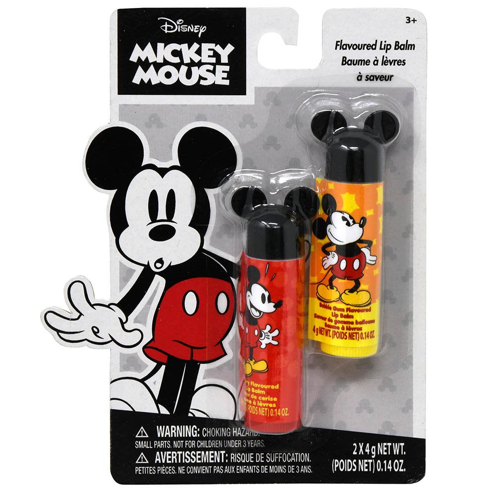 Mickey 2pk lip balm with shaped cap on Card