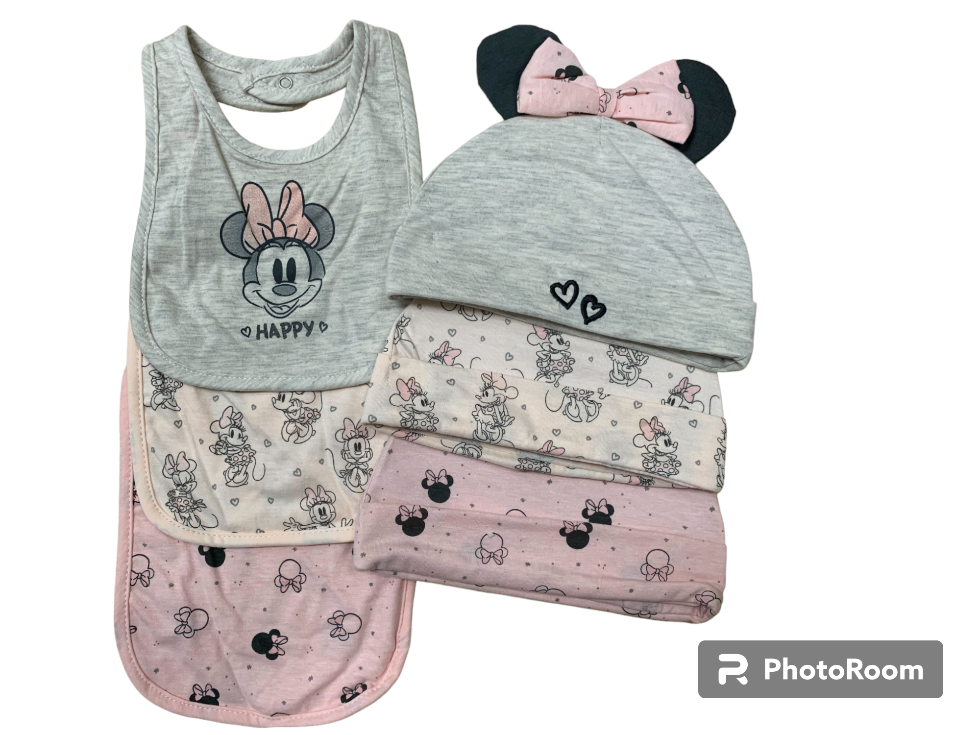 Disney Baby Minnie Mouse 6pc Hats And Bibs Set One Size
