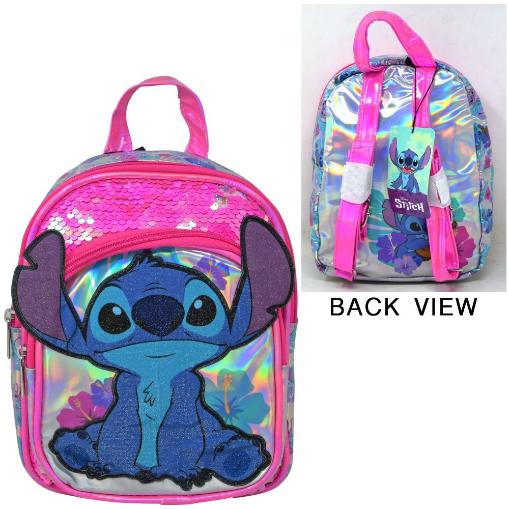Stitch Floral Mini Deluxe Backpack with Sequins