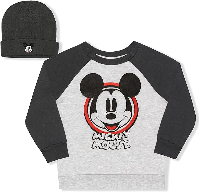 Disney Mickey Mouse Boys’ Sweater and Beanie Set for Kids